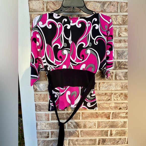 Rampage Pink Funky Boho Belted Caftan Top - Picture 6 of 10